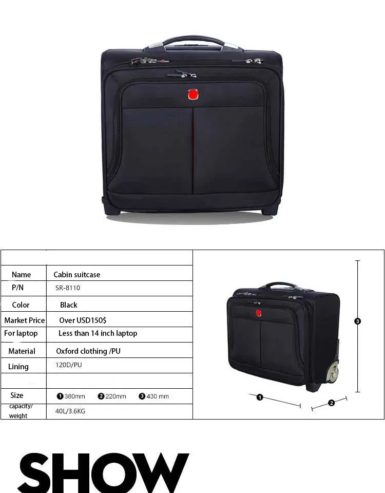 Men and Women Business Style Luggage Boarding Suitcase with Wheels