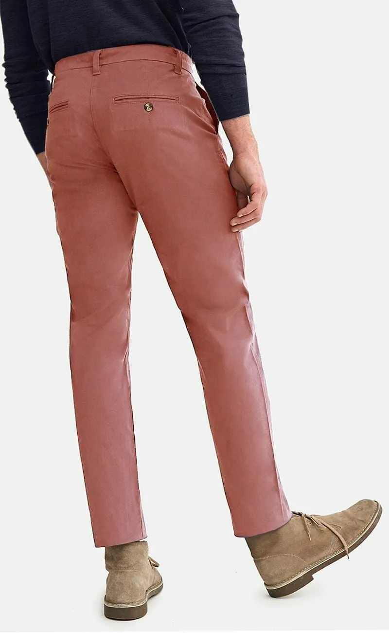 Men's Smart Stretch Chino in Summer Red - Woodies Clothing