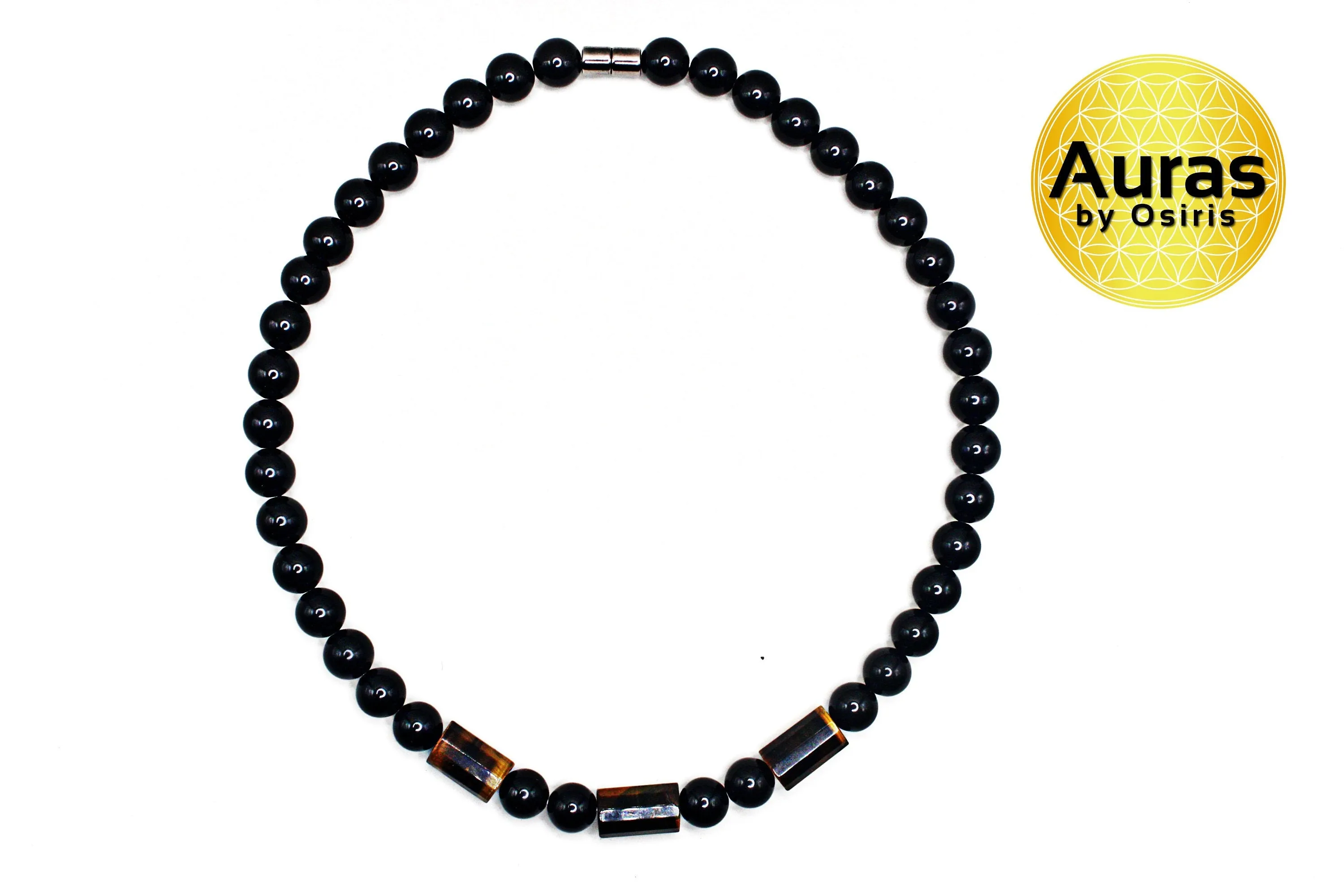 Mens Black Onyx Necklace for Protection Tigers Eye Necklace for Abundance & Prosperity Genuine Gemstone Necklaces Handmade in US