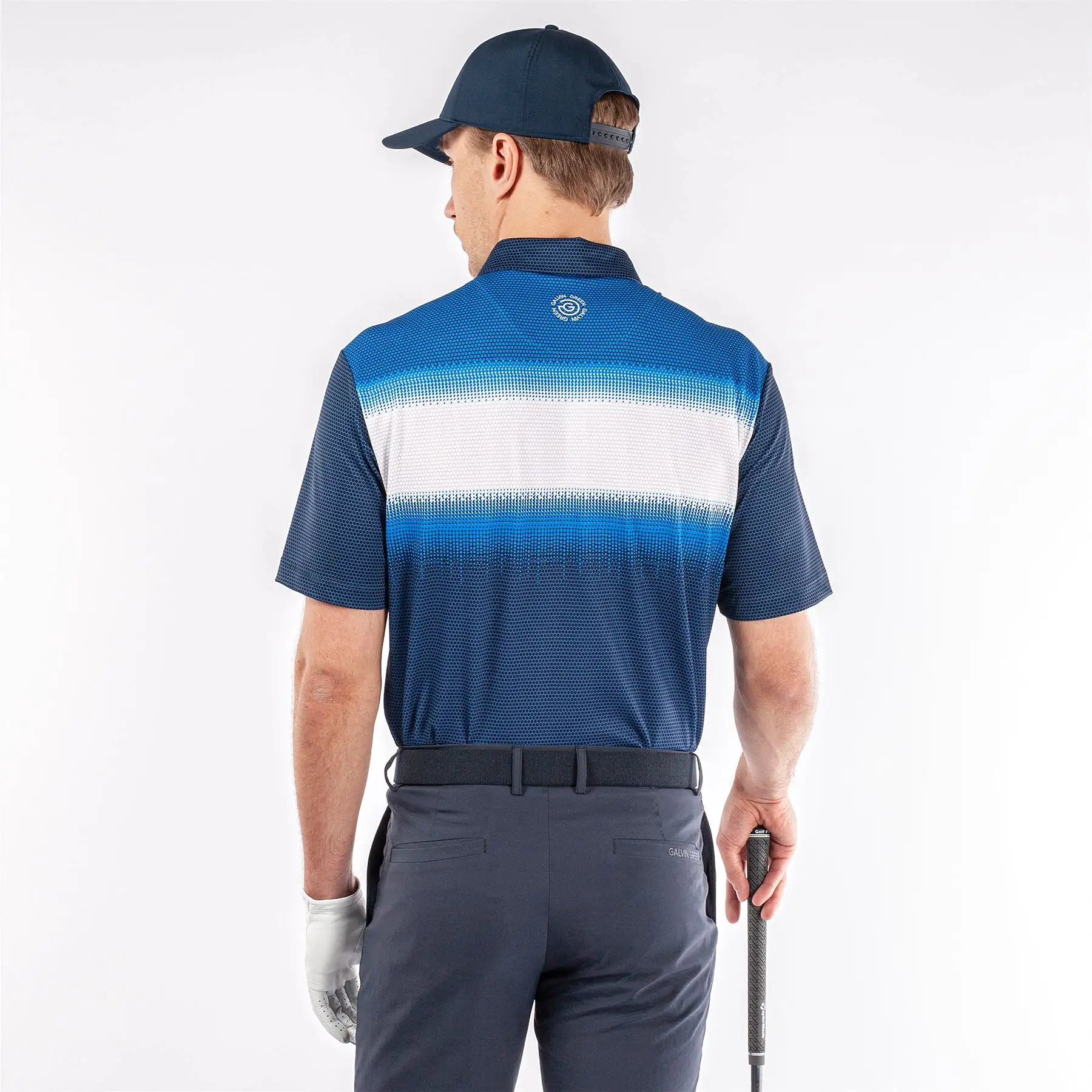 Mo Ventil8+ Stretch Regular Fit Polo Navy/White/Blue - AW23