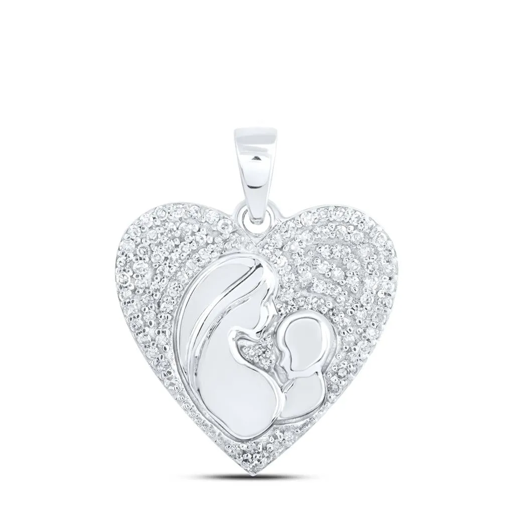 Mother & Baby Heart Diamond Pendant .20cttw 10K Yellow Gold