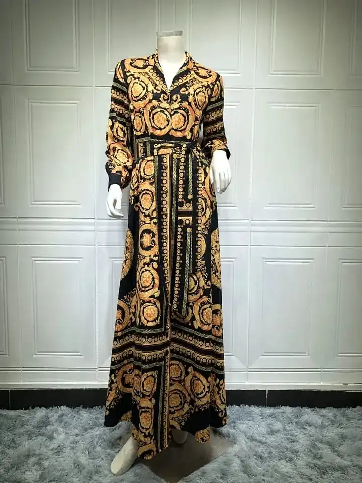 Muslim Moroccan Women Kaftan Long Sleeve Dresses S4196847