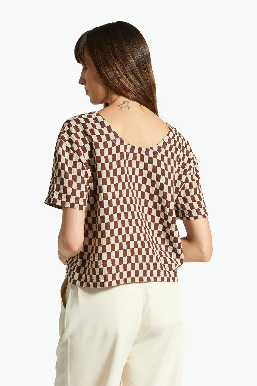 Mykonos Small Check S/S Woven - Sepia