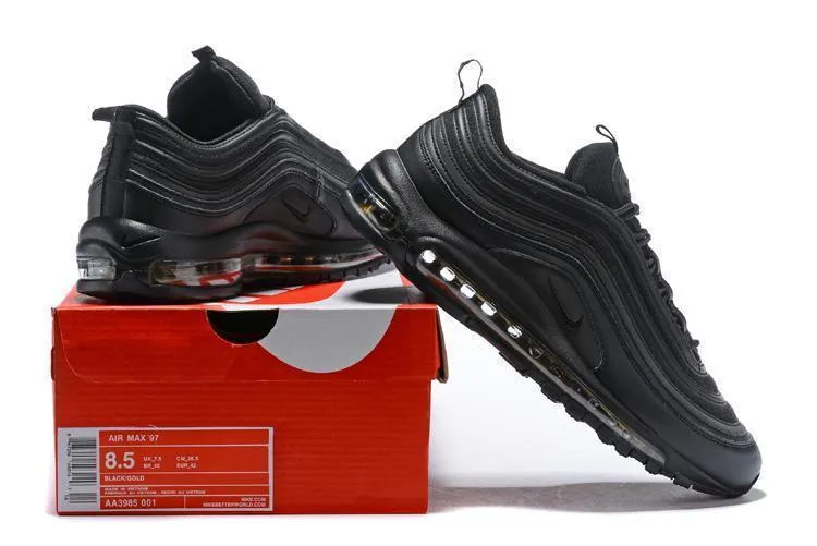 Nike Air Max 97 Black Gold Shoes Sale Men Size US 7, 8, 8.5, 9, 10, 11,