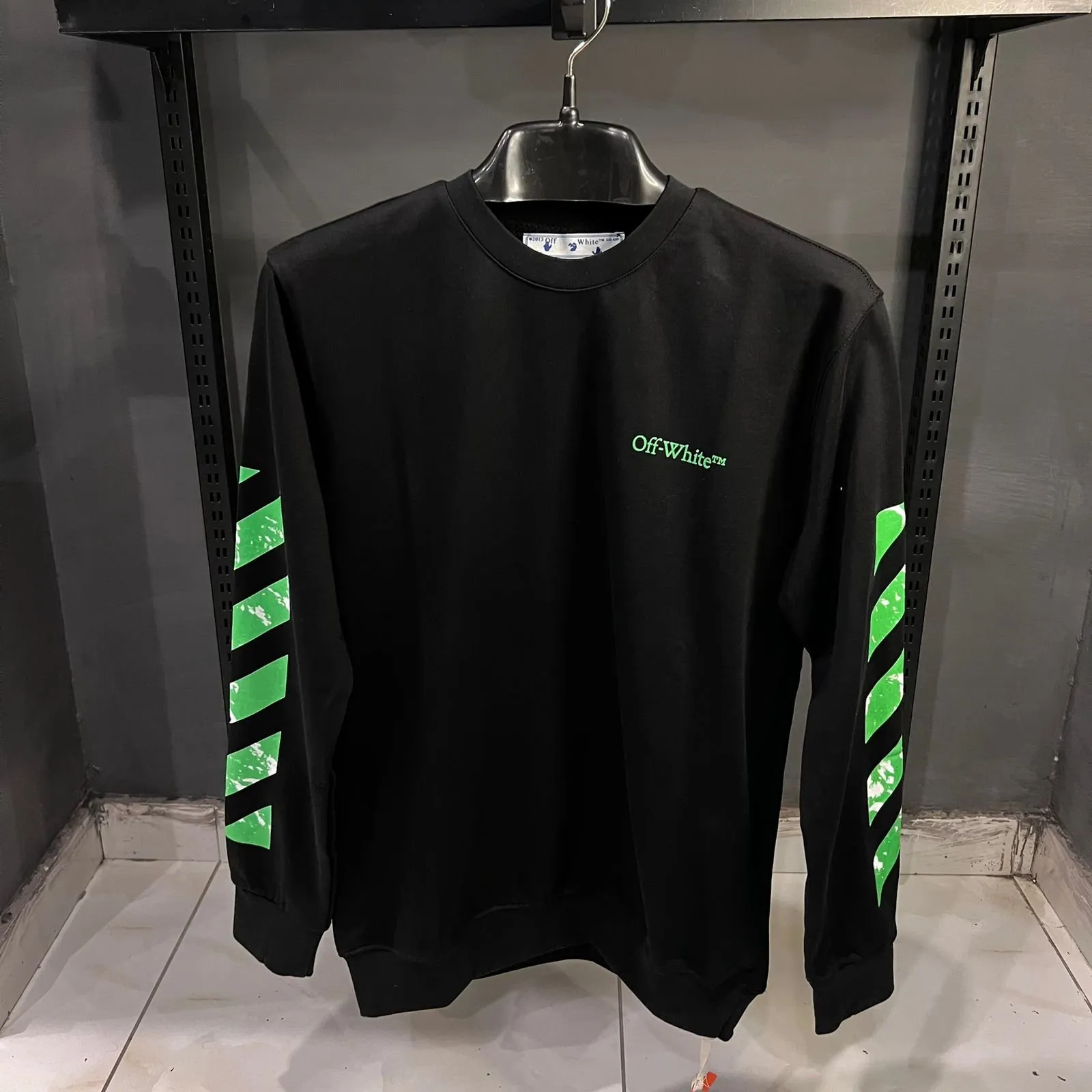 Off White Black Sweatshirt Green Print - Men's - The Nucleus Clothing