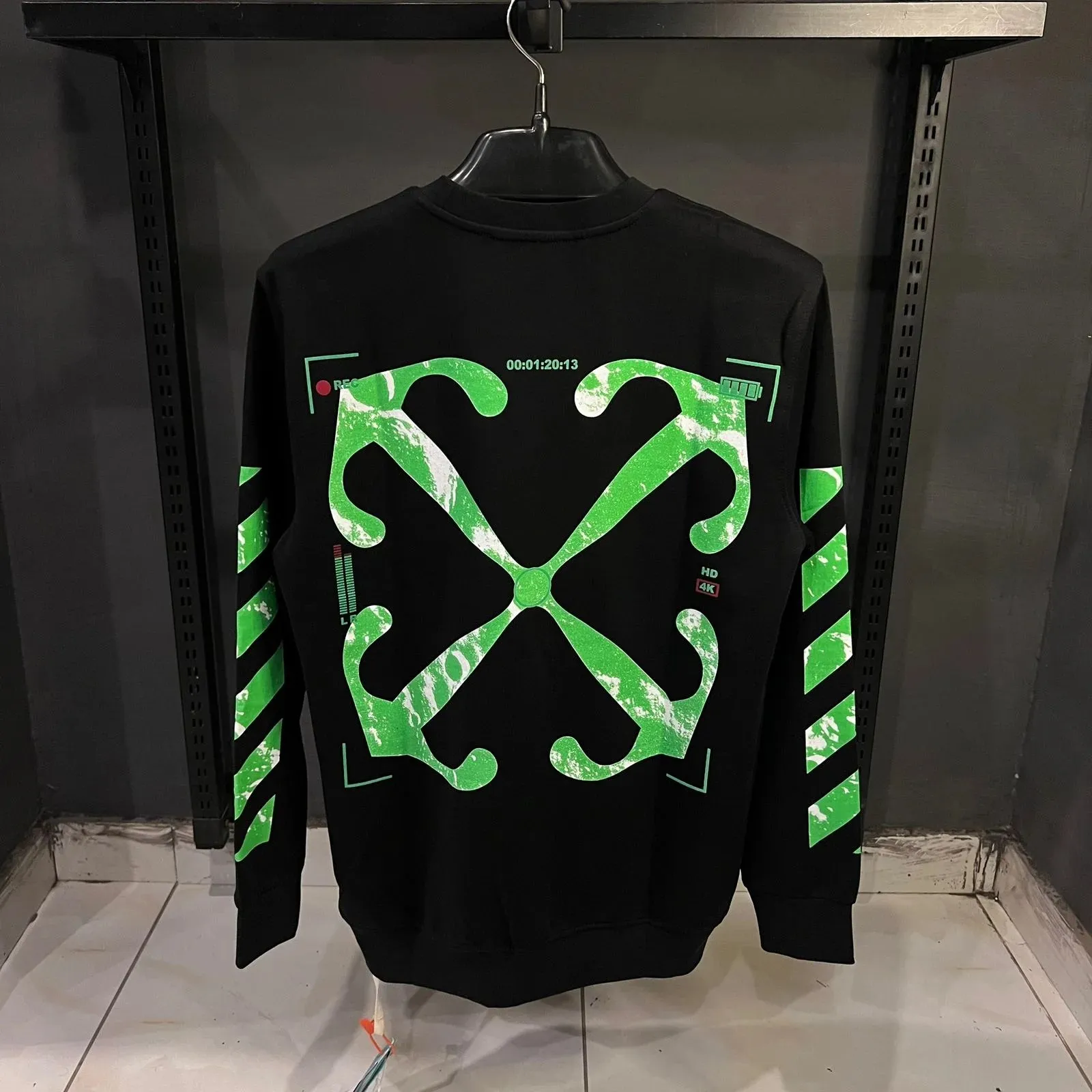 Off White Black Sweatshirt Green Print - Men's - The Nucleus Clothing