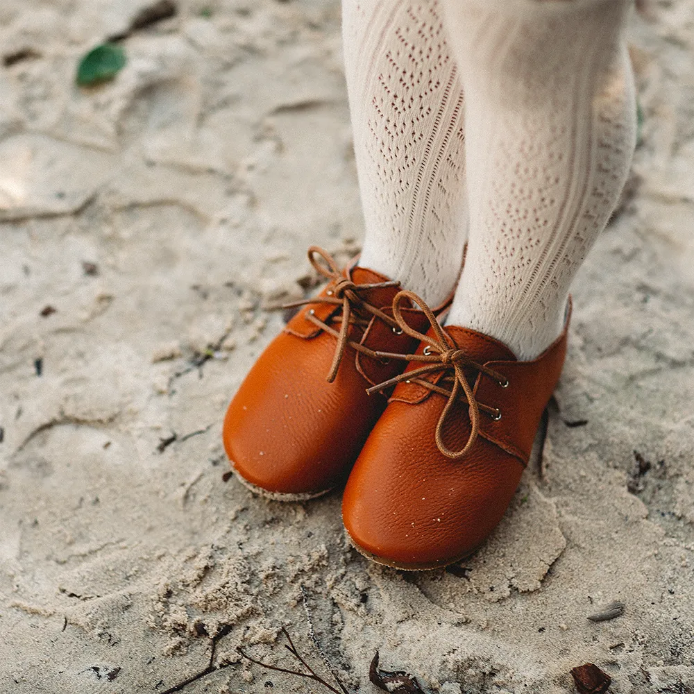 OXFORD SHOES -  Handmade from 100% cow leather -  chestnut, only size AU10 left