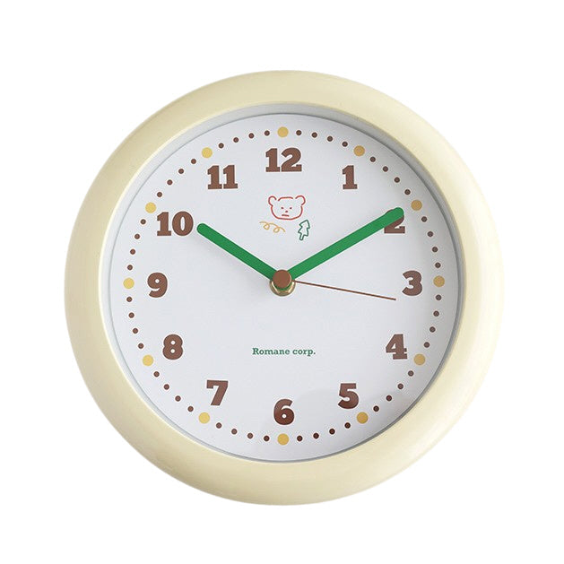 Pastel Creamy Circle Round Wall Clocks Home Decor Silent Nonticking Gifts Cute Bear