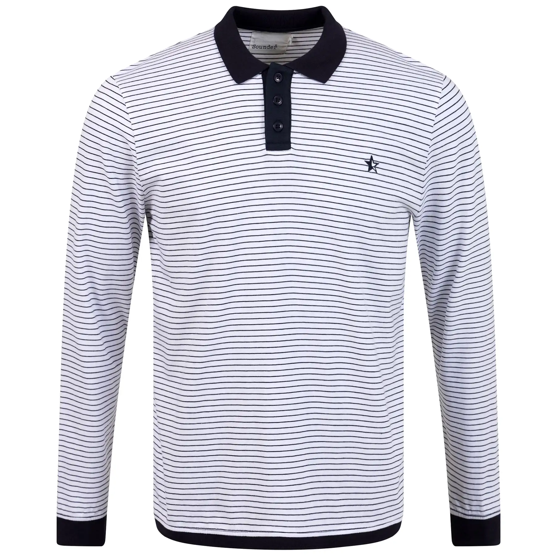 Play Well LS Polo Off White/Deep Navy Pin Stripe - SS23