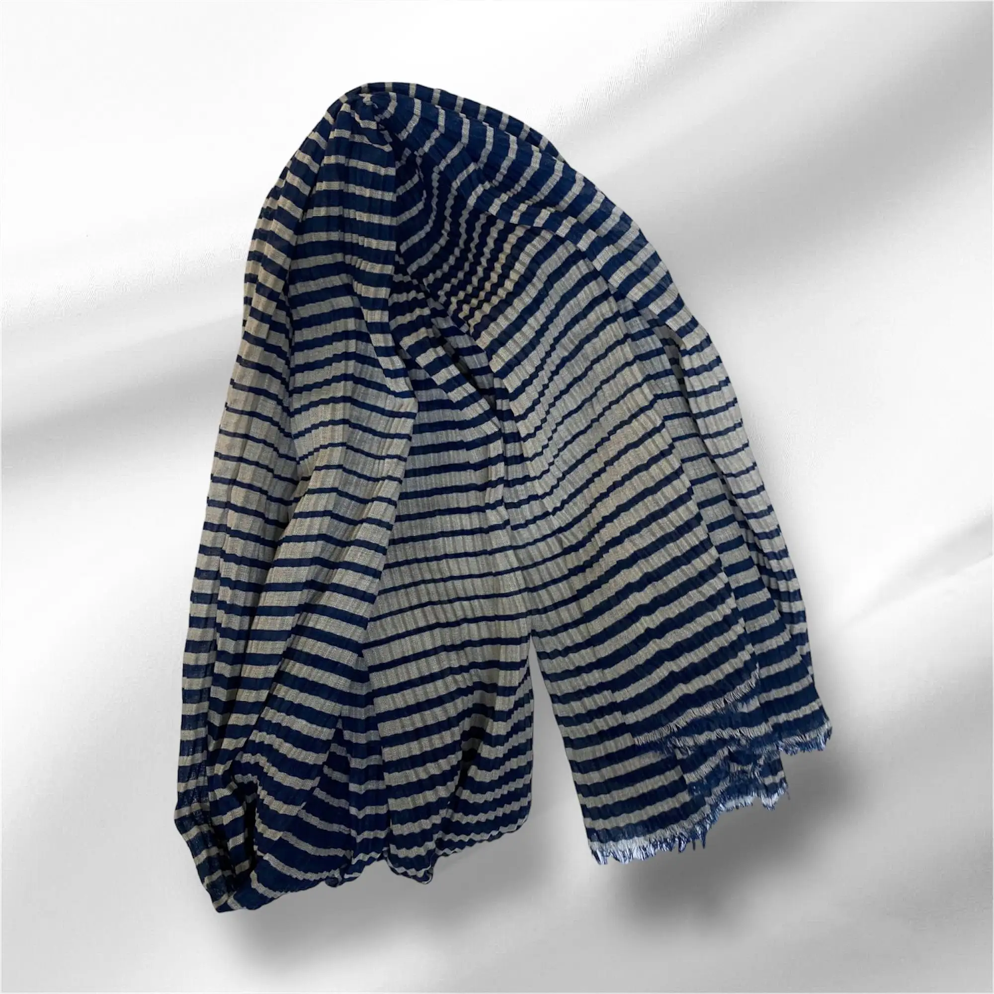 Pleated Hijabs Long Striped Shawls For Women SS2024