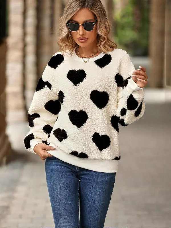 Plush Love Loose Women Sweatshirt