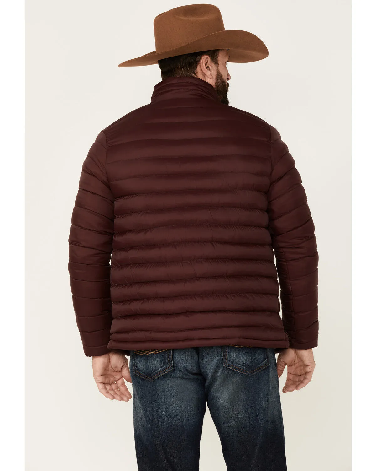 Product Name:  Rodeo Clothing Men's Burgundy & Gray Quilted Zip-Front Puffer Jacket