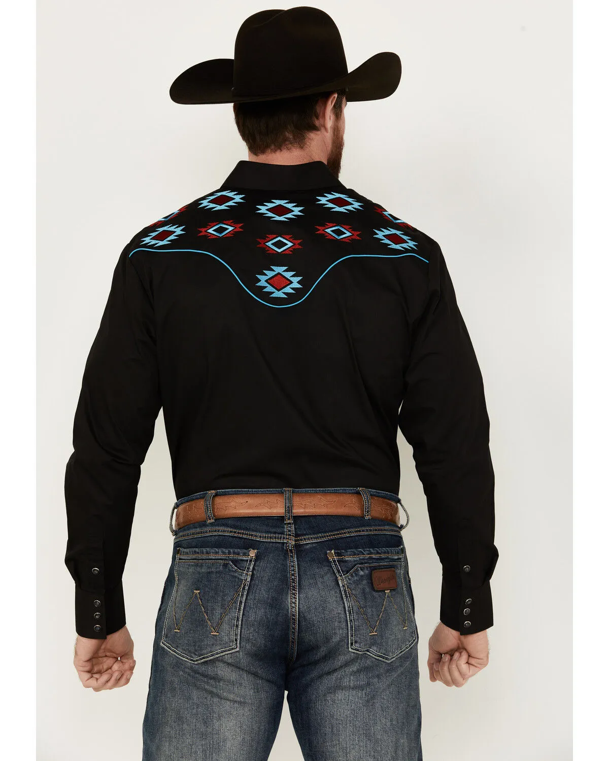 Product Name:  Rodeo Clothing Men's Fancy Smiley Yoke Embroidered Long Sleeve Snap Western Shirt