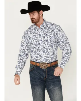 Product Name:  Rodeo Clothing Men's Floral Paisley Print Long Sleeve Pearl Snap Western Shirt