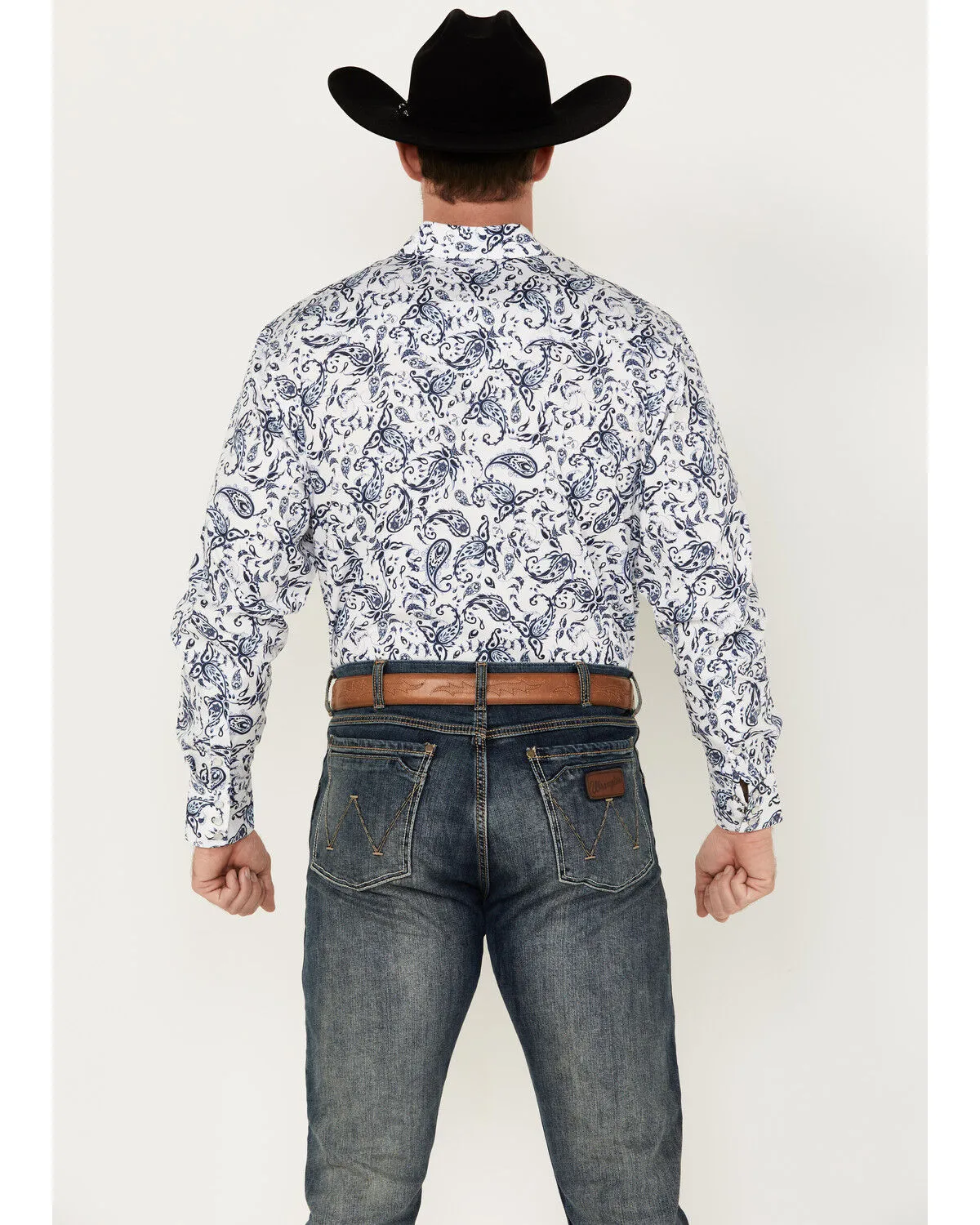 Product Name:  Rodeo Clothing Men's Floral Paisley Print Long Sleeve Pearl Snap Western Shirt