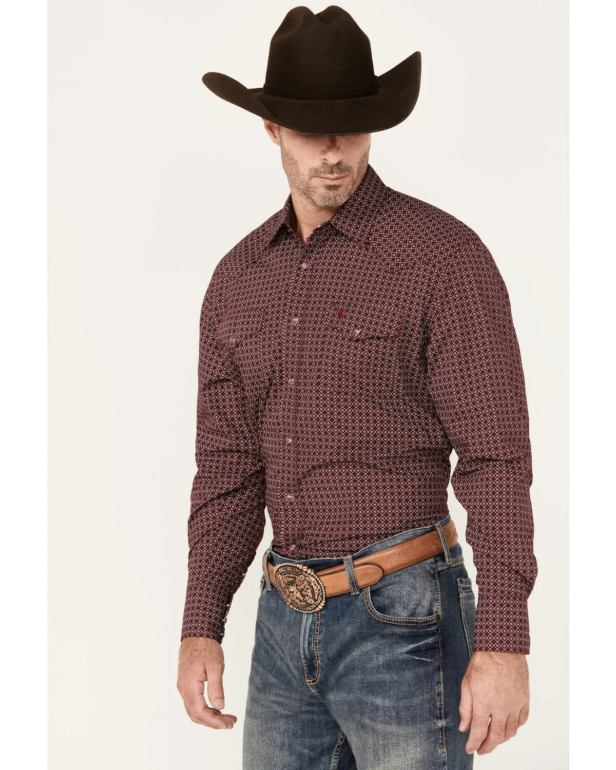 Product Name:  Rodeo Clothing Men's Geo Print Long Sleeve Snap Western Shirt