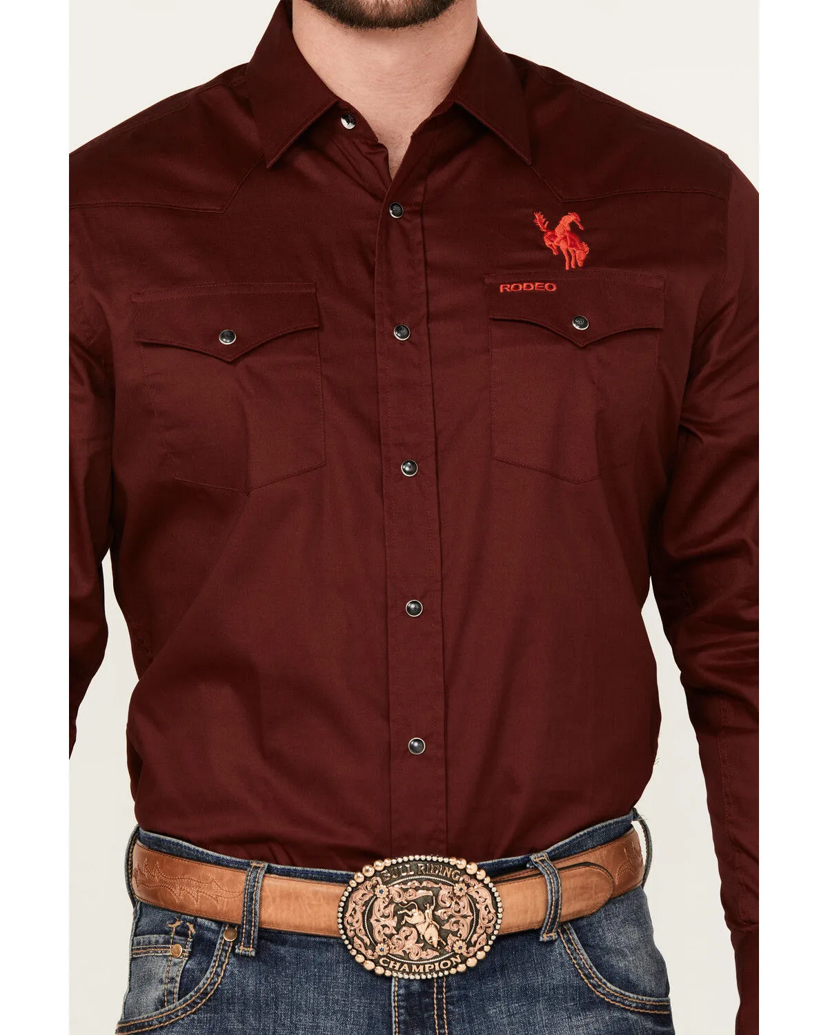 Product Name:  Rodeo Clothing Men's Mexico Bronco Long Sleeve Snap Western Shirt