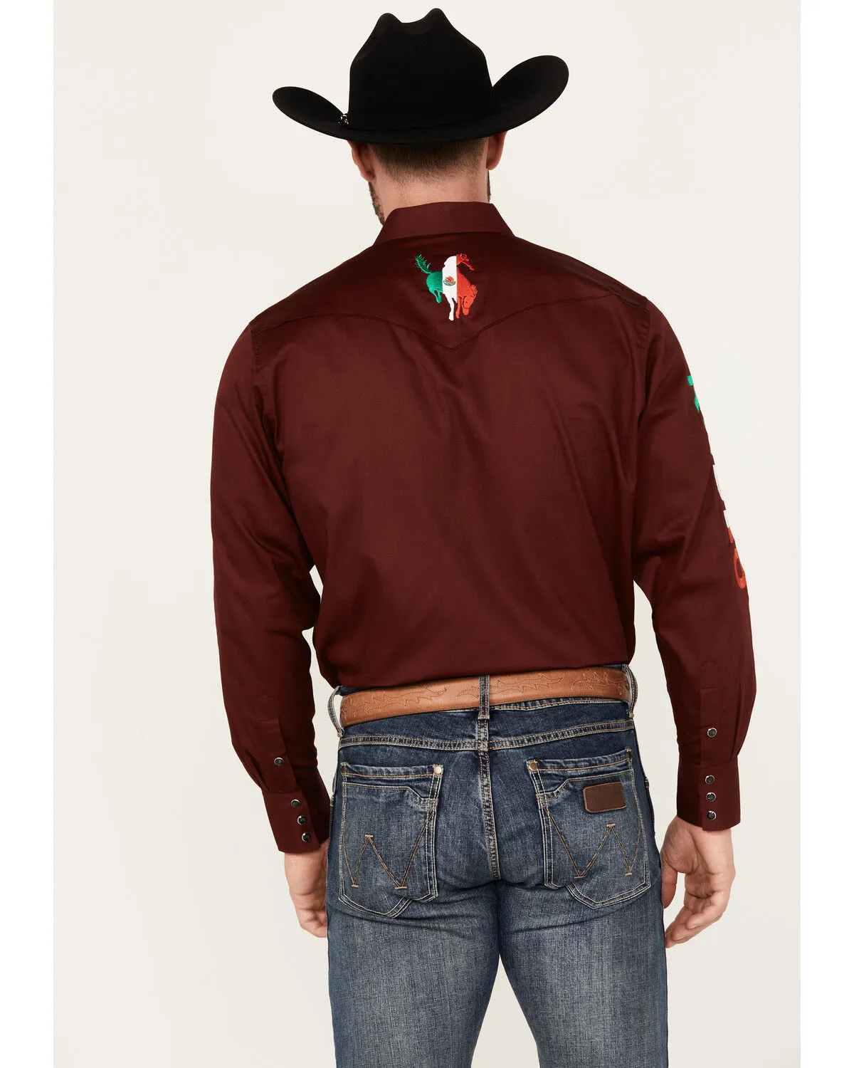 Product Name:  Rodeo Clothing Men's Mexico Bronco Long Sleeve Snap Western Shirt