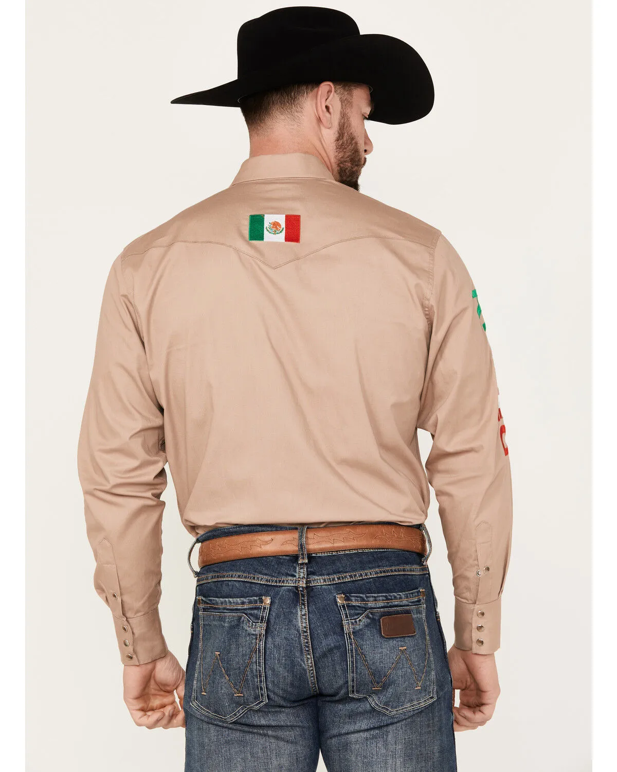 Product Name:  Rodeo Clothing Men's Mexico Flag Long Sleeve Snap Western Shirt