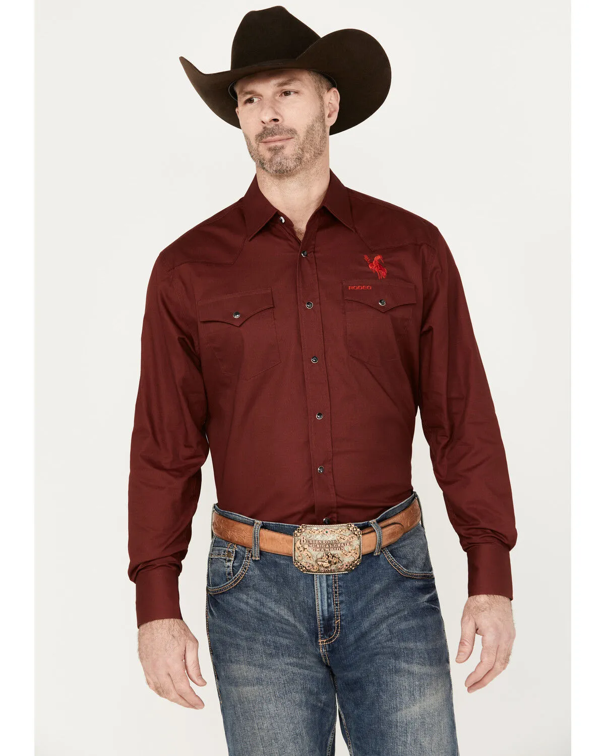 Product Name:  Rodeo Clothing Men's Mexico Logo Long Sleeve Snap Western Shirt