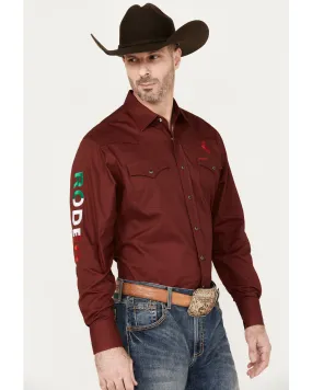 Product Name:  Rodeo Clothing Men's Mexico Logo Long Sleeve Snap Western Shirt