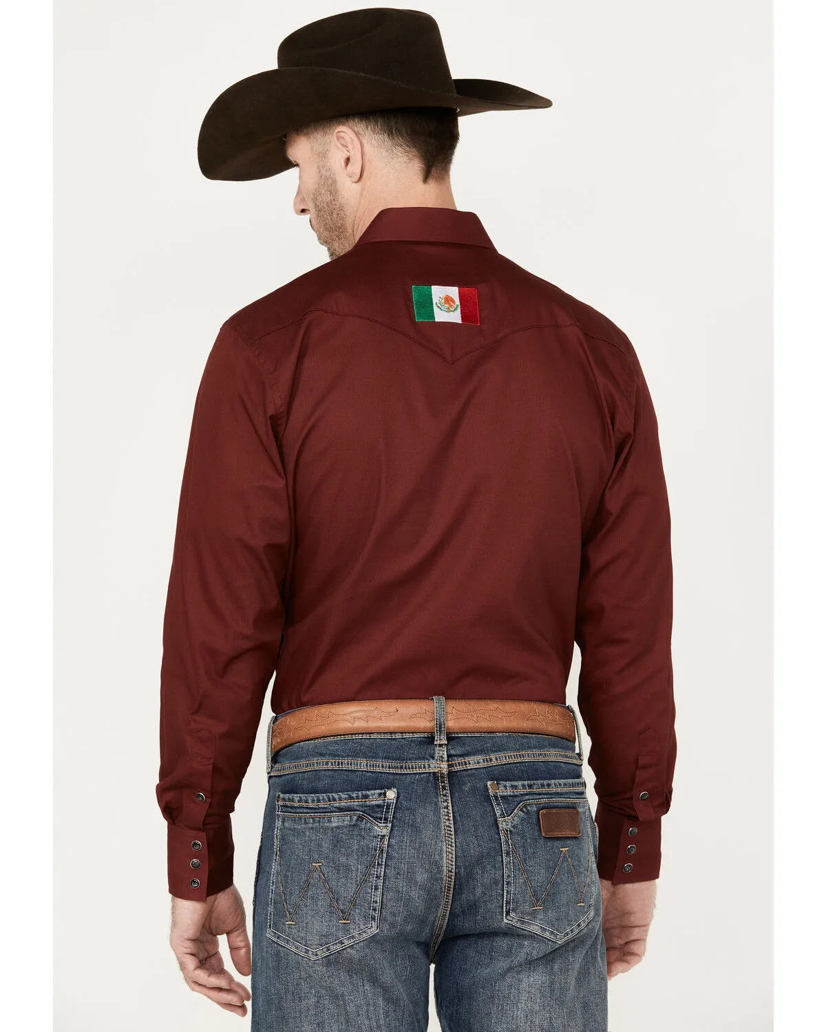 Product Name:  Rodeo Clothing Men's Mexico Logo Long Sleeve Snap Western Shirt