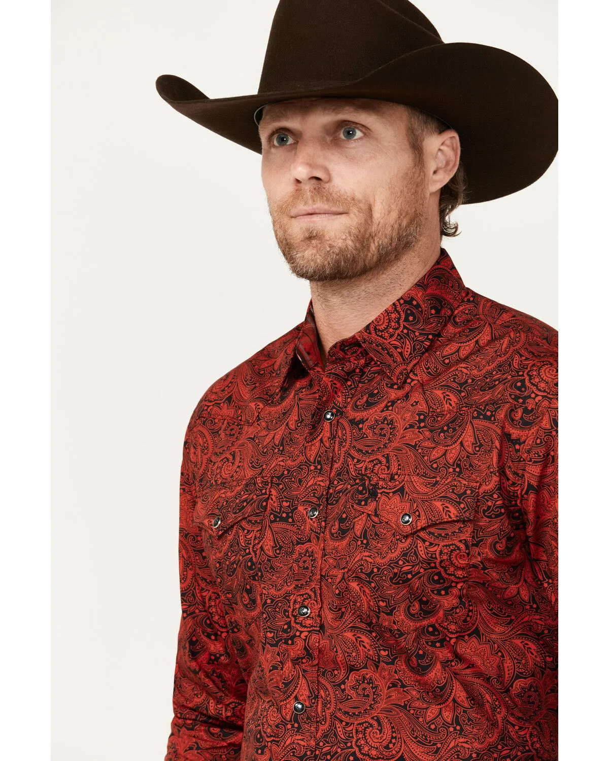 Product Name:  Rodeo Clothing Men's Paisley Print Long Sleeve Snap Western Shirt