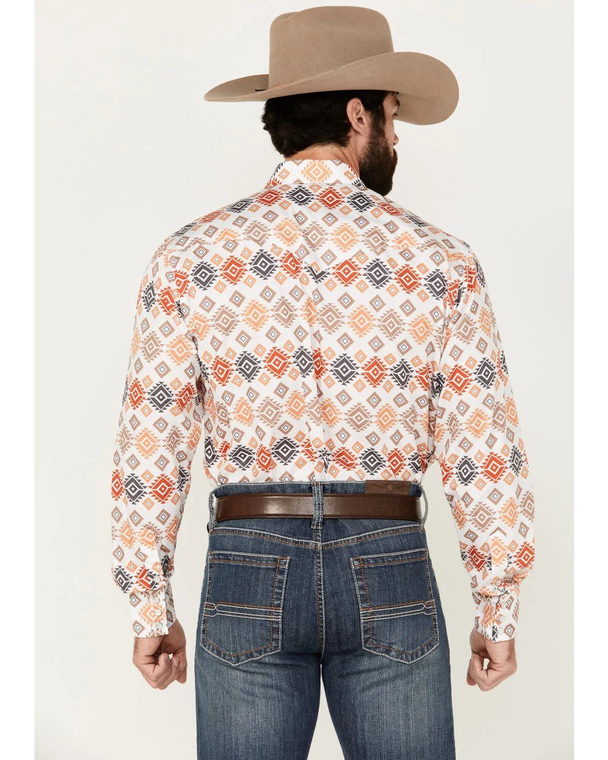 Product Name:  Rodeo Clothing Men's Southwestern Print Long Sleeve Pearl Snap Western Shirt