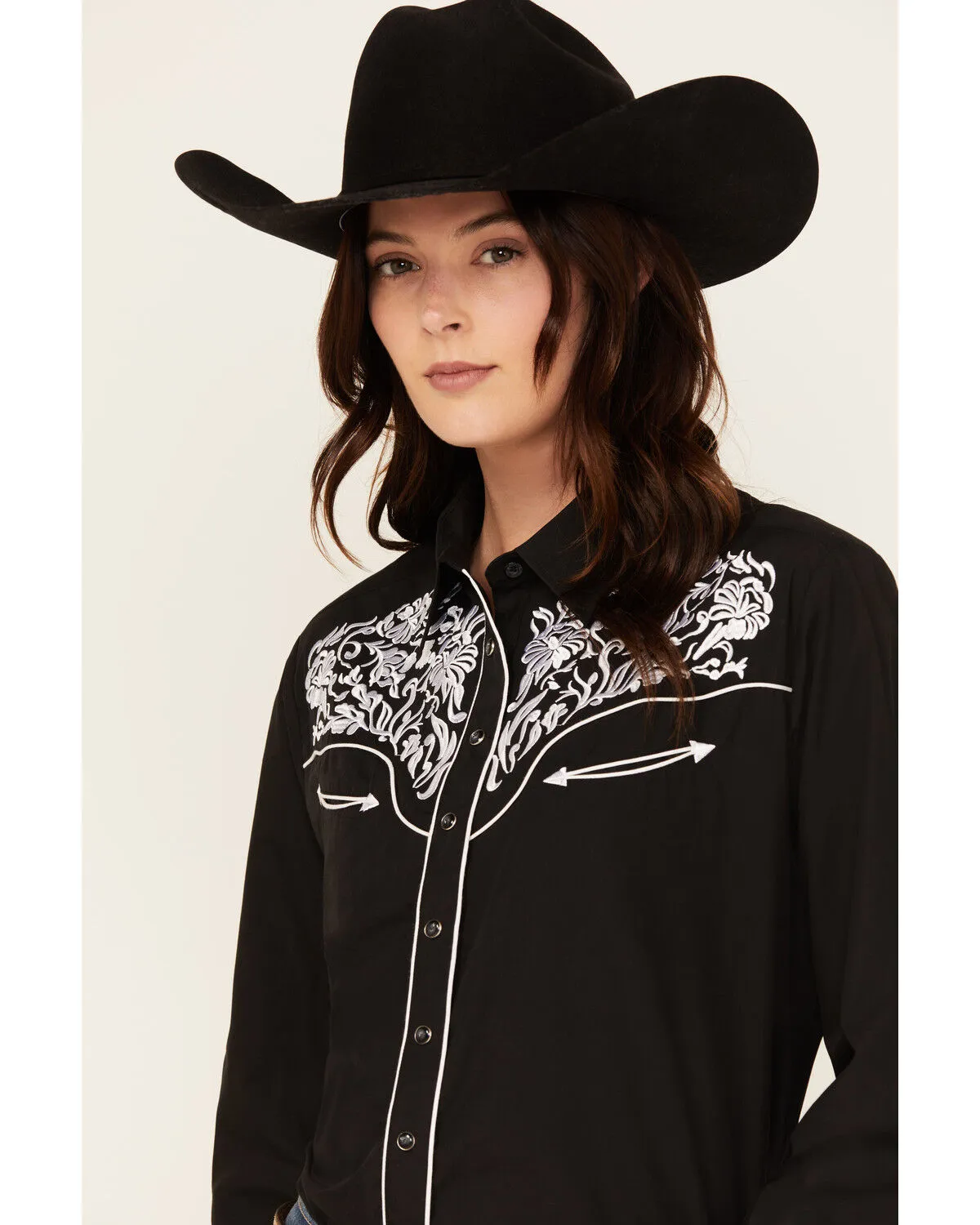 Product Name:  Rodeo Clothing Women's Embroidered Long Sleeve Snap Western Shirt