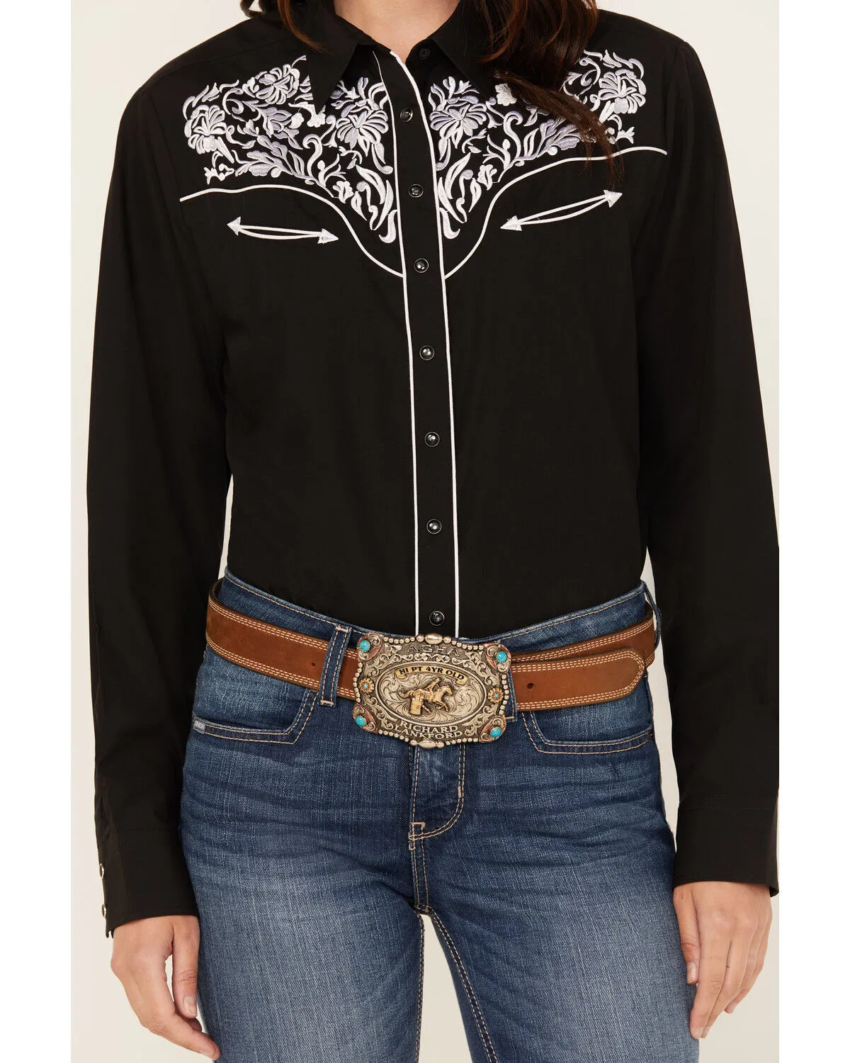 Product Name:  Rodeo Clothing Women's Embroidered Long Sleeve Snap Western Shirt