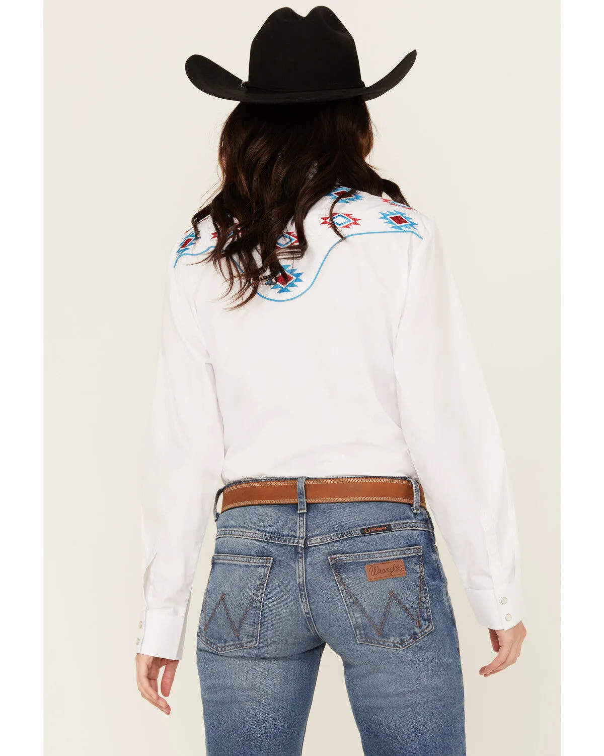 Product Name:  Rodeo Clothing Women's Southwestern Embroidered Long Sleeve Snap Western Shirt