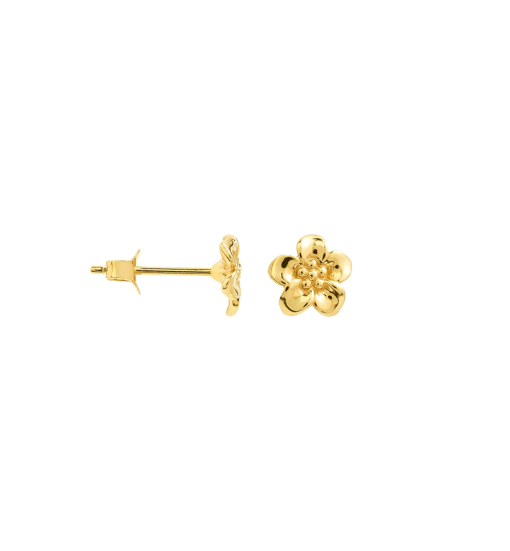 Single Flower Boy Stud Earring 14K