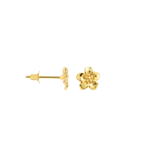 Single Flower Boy Stud Earring 14K