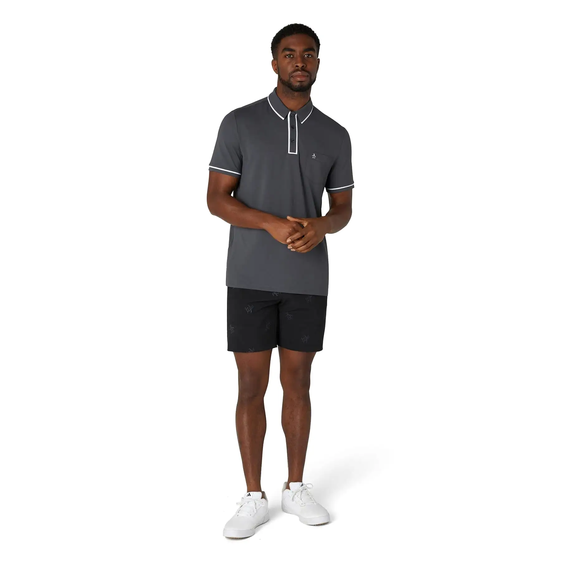 The Technical Earl Nylon Stretch Polo Asphalt Grey - SS24