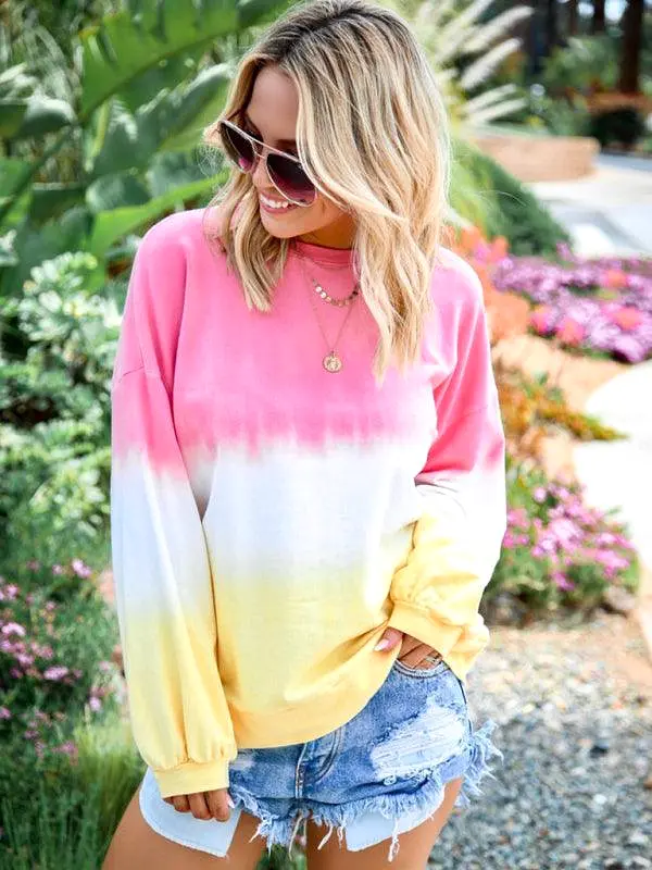 Tie Dye Gradient Print Women Sweatshirt