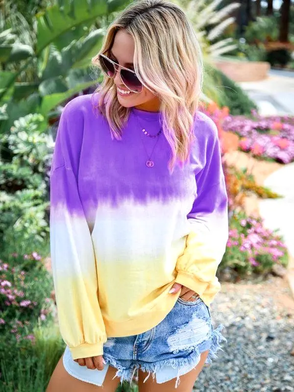 Tie Dye Gradient Print Women Sweatshirt