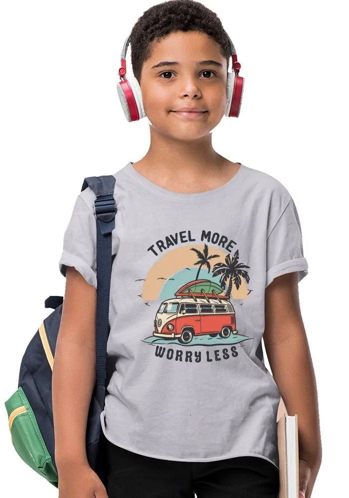 Travel More Worry Less Senior Kids T-Shirt