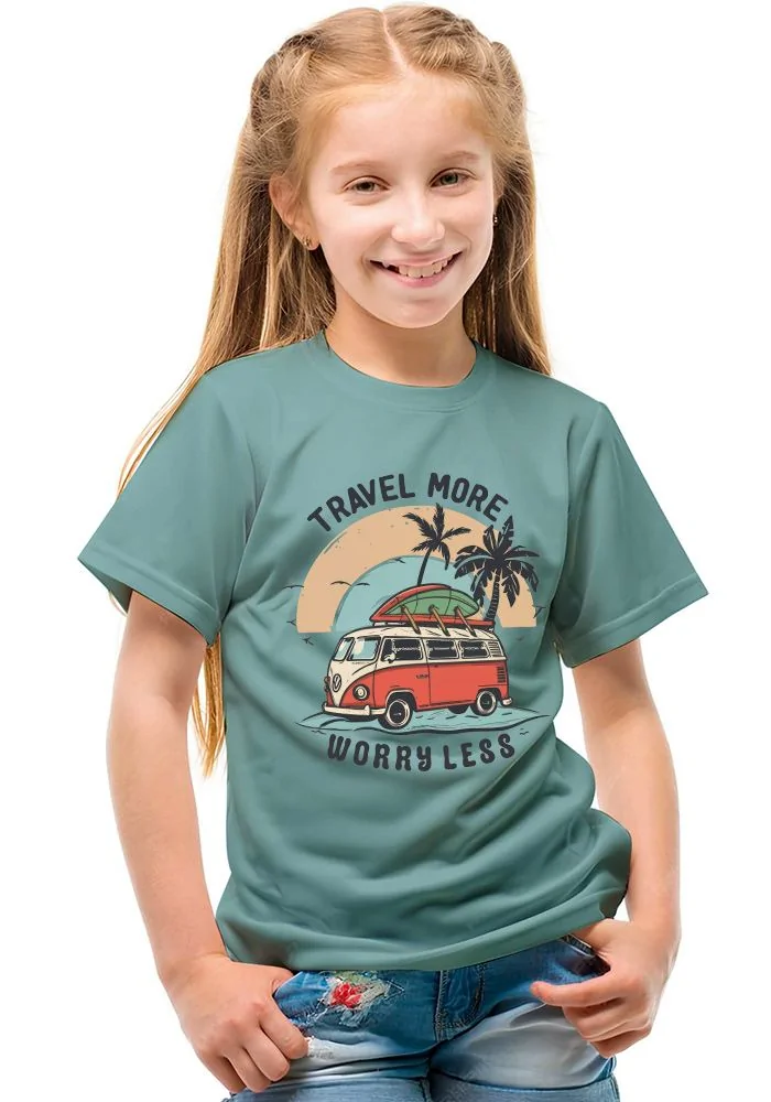 Travel More Worry Less Senior Kids T-Shirt