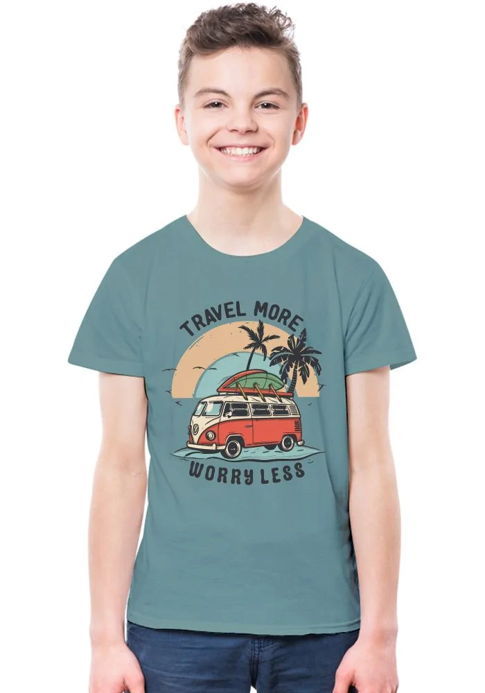 Travel More Worry Less Senior Kids T-Shirt