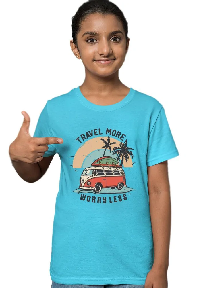 Travel More Worry Less Senior Kids T-Shirt