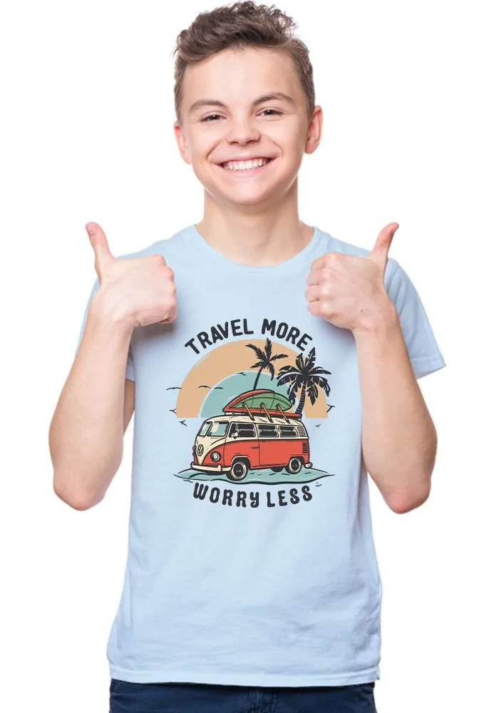 Travel More Worry Less Senior Kids T-Shirt