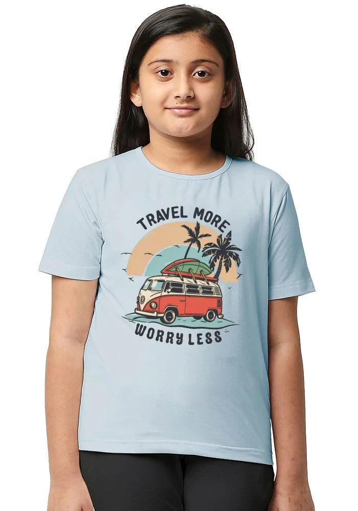 Travel More Worry Less Senior Kids T-Shirt