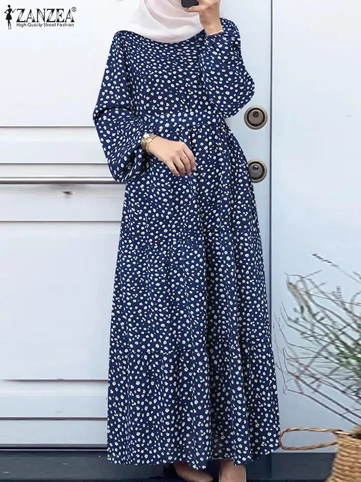 VONDA Autumn Floral Maxi Dresses 5XL S4598219