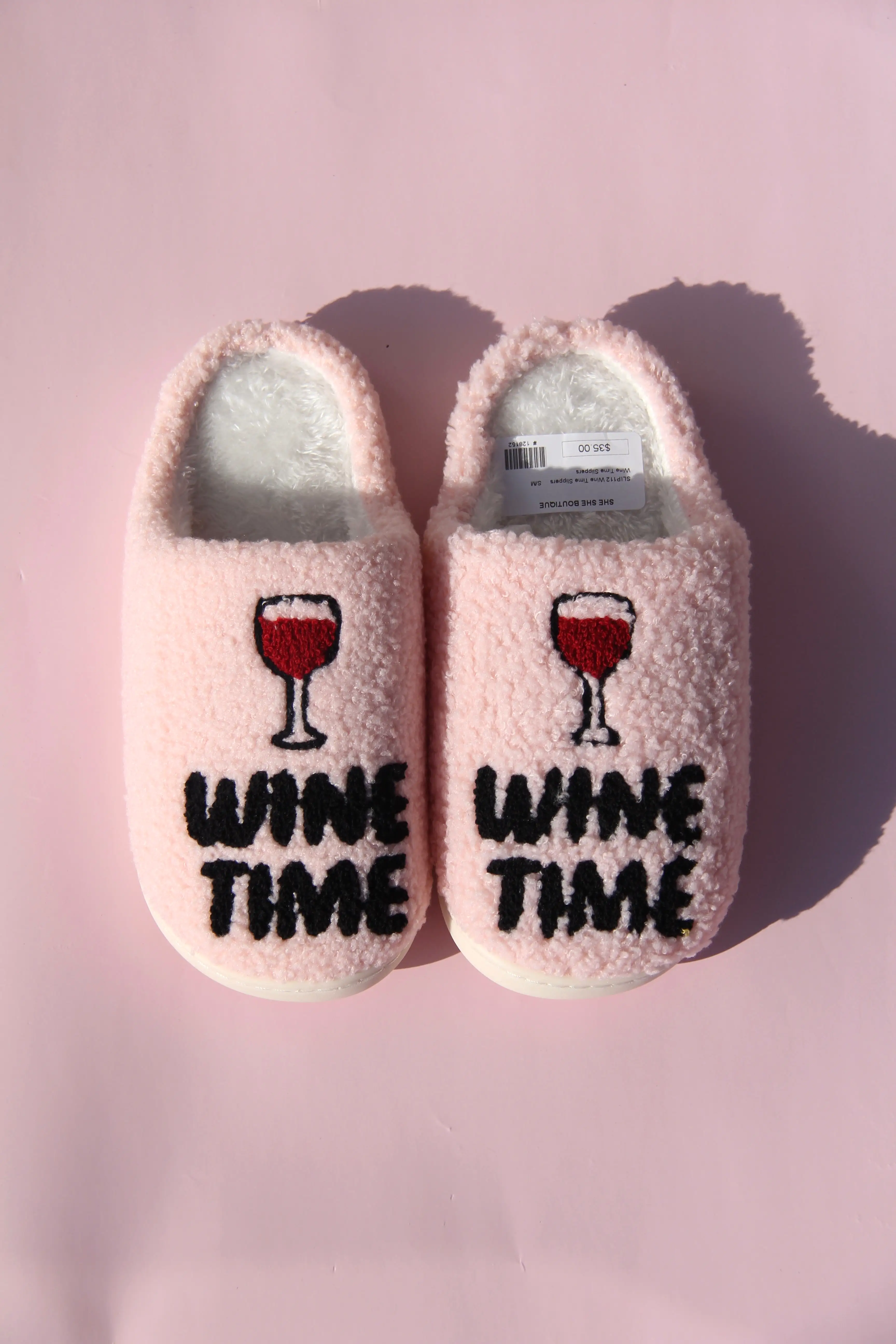 Wine Time Slippers - Pink