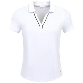 Womens Cloudspun Piped V-Neck Polo White - SS24