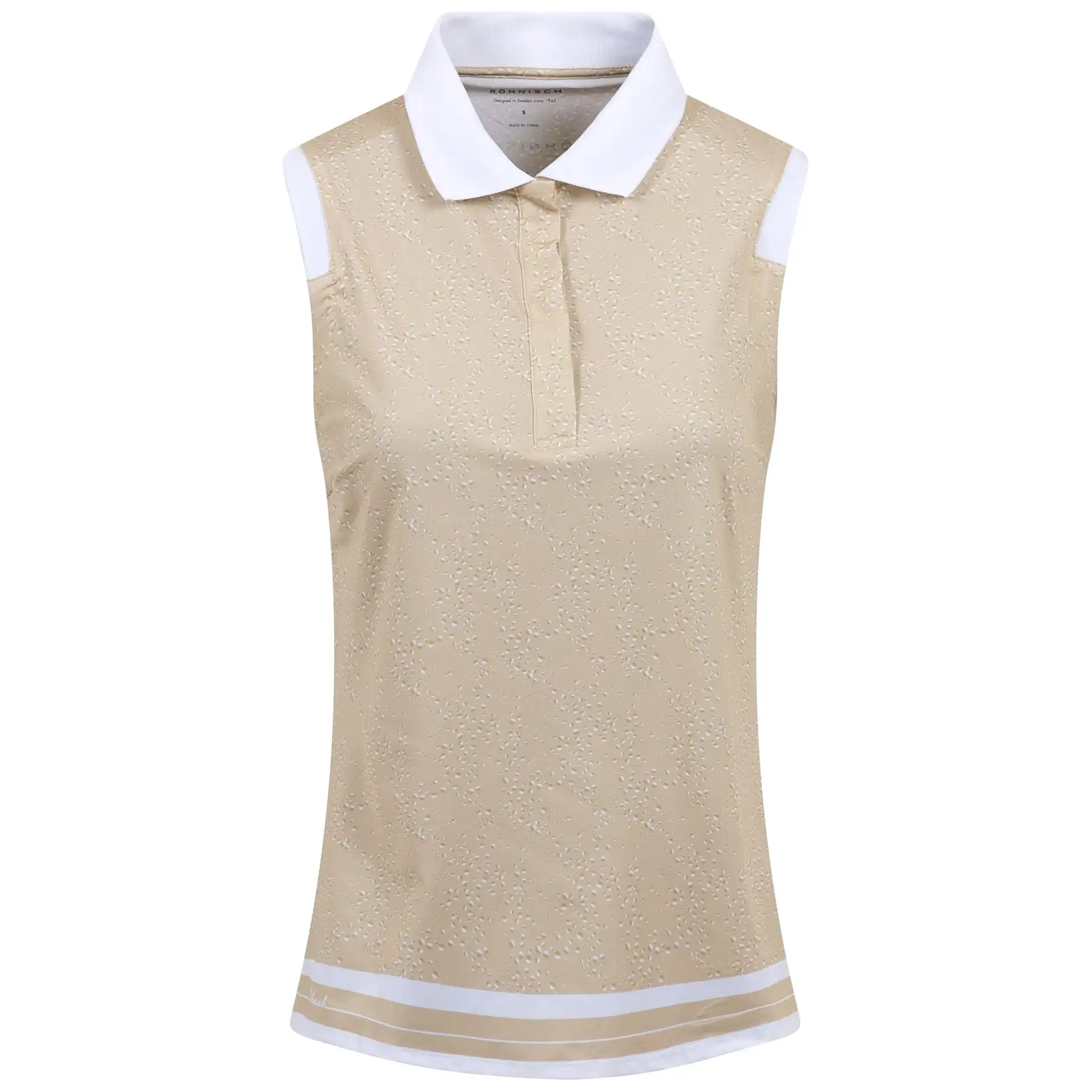 Womens Deni Sleeveless Polo Space Dot Beige - SS23