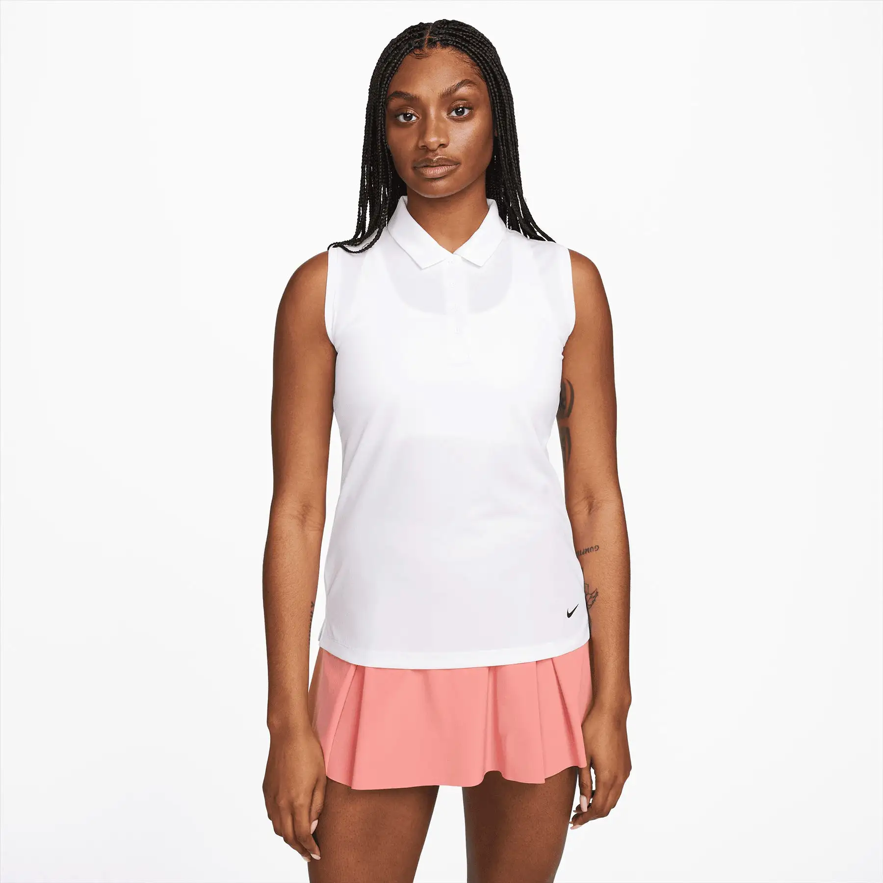 Womens Dri-FIT Victory Sleeveless Solid Polo White - SS24