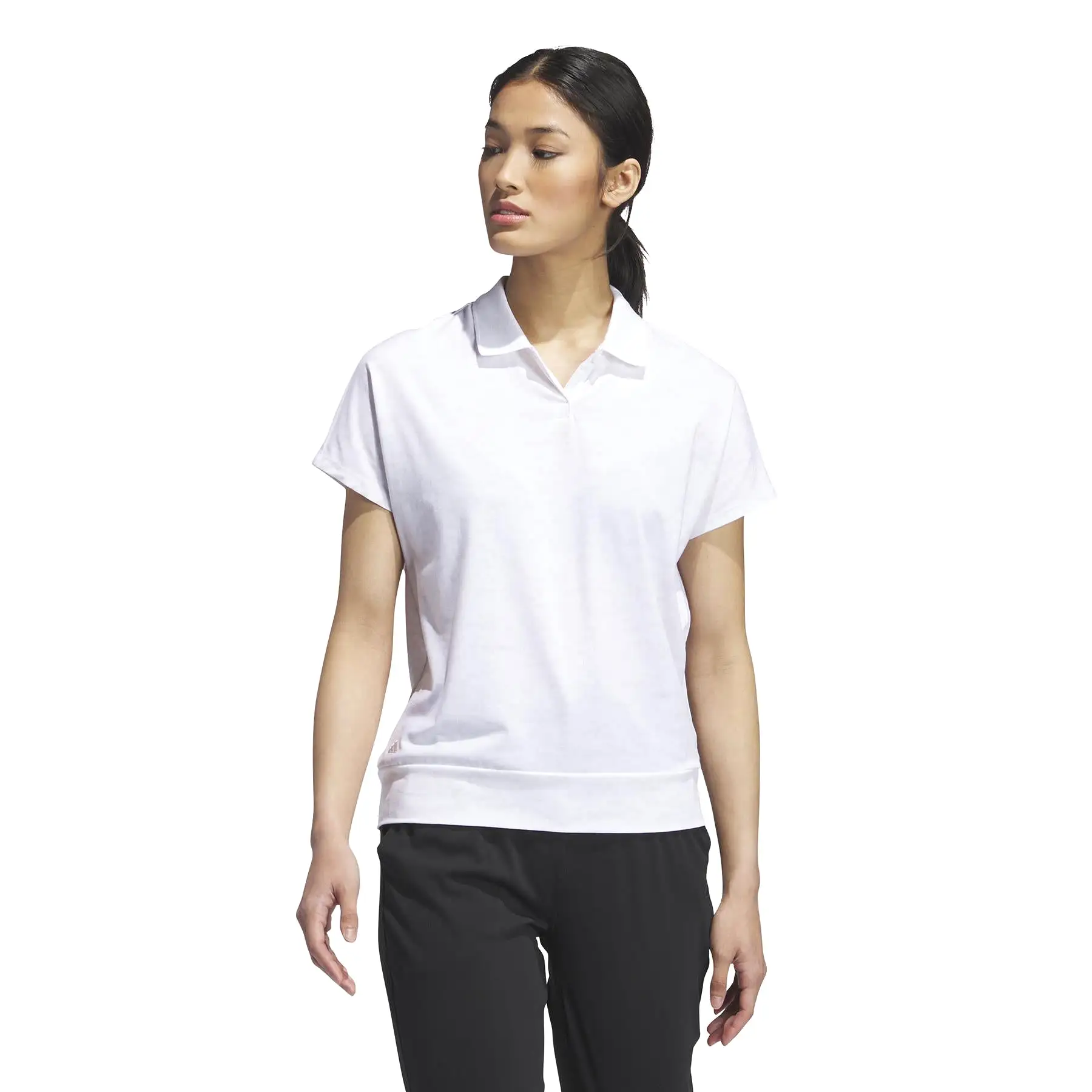 Womens Go-To Printed Polo White Melange - SU23