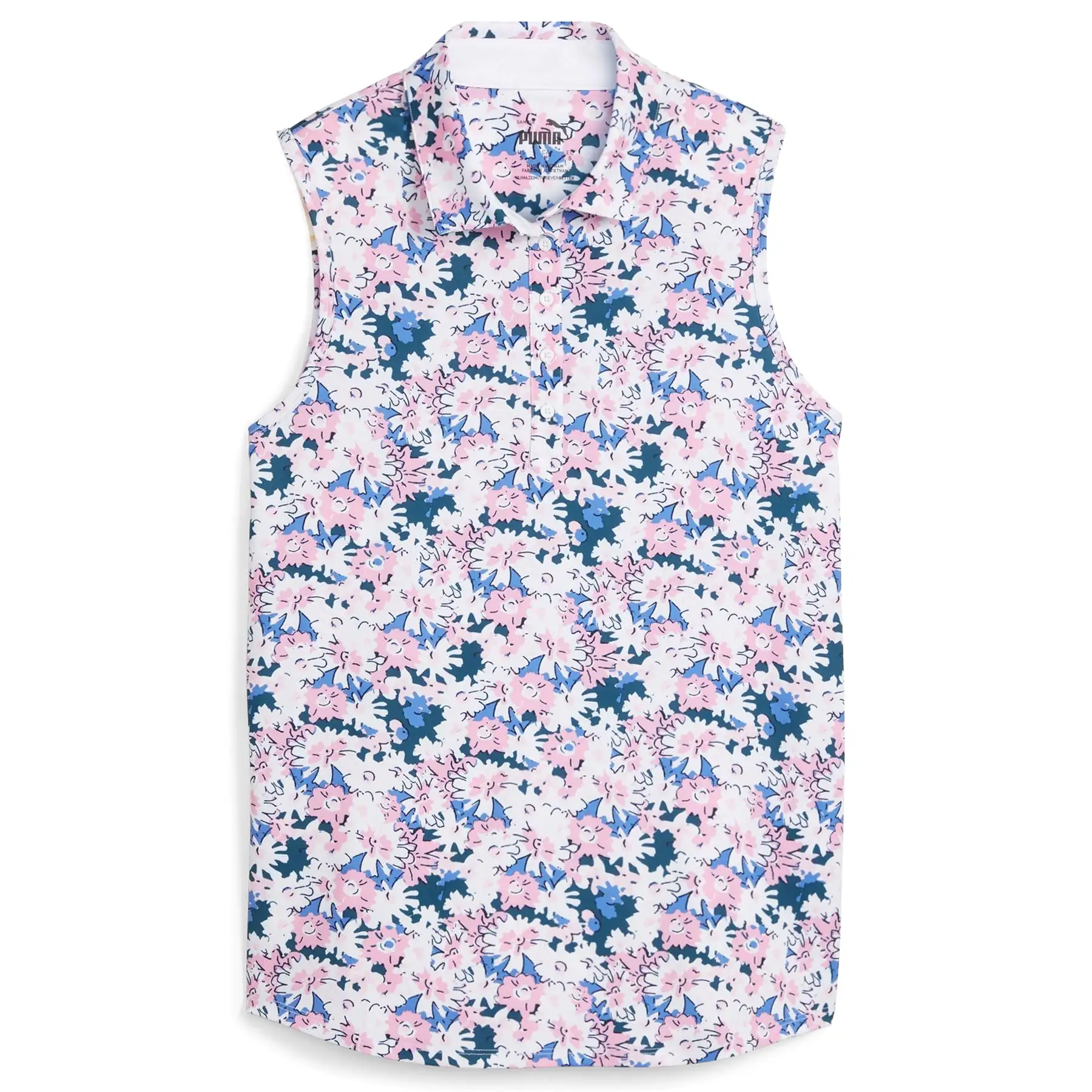 Womens MATTR Bloom Sleeveless Polo Pink/White - SS24