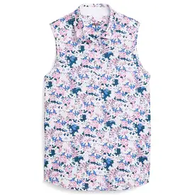 Womens MATTR Bloom Sleeveless Polo Pink/White - SS24